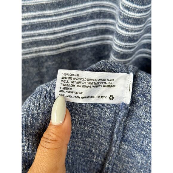 Goodfellow & Co Men’s XL Cotton Blue White Stripe Long Sleeve Pullover Sweater - Picture 5 of 6